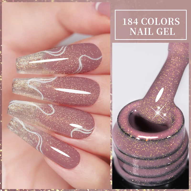 LILYCUTE Pink Glitter Sequin Gel Nail Polish Autumn Gold Laser Sparkling Effect Manicure Semi-permanent Nail Art UV Gel Varnish LILYCUTE Pink Glitter Sequin Gel Nail Polish Autumn Gold Laser Sparkling Effect Manicure Semi-permanent Nail Art UV Gel Varnish