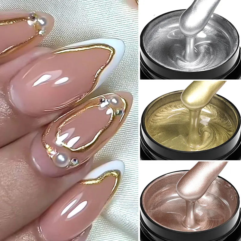 Alternative view of 8ml Metallic Painting Gel Nail Polish Gold Silver Pink Nail Art Mirror Drawing Gel Semi Permanent UV LED Varnish Manicure Nails