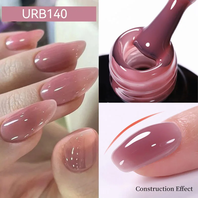Alternative view of UR SUGAR 7ml Crystal Rubber Base Gel Transparent Natural Nude Pink Semi Permanent Soak Off UV LED Varnish Nail Art Design