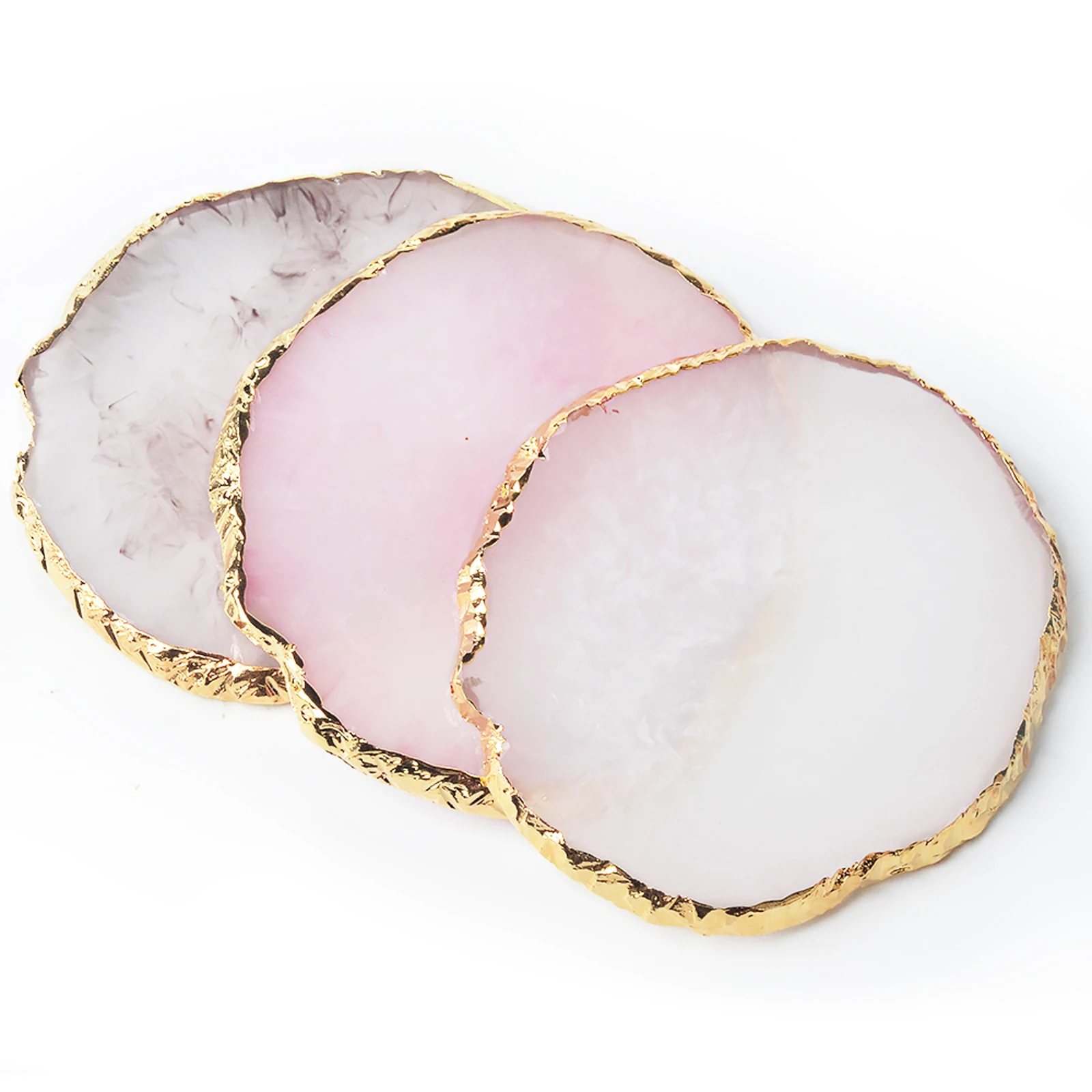 Alternative view of 1PC Round Resin Agate Stone Nail Art Palette False Nail Tips Mixing Color Drawing Pallet Gel Polish Display Shelf Manicure Tool