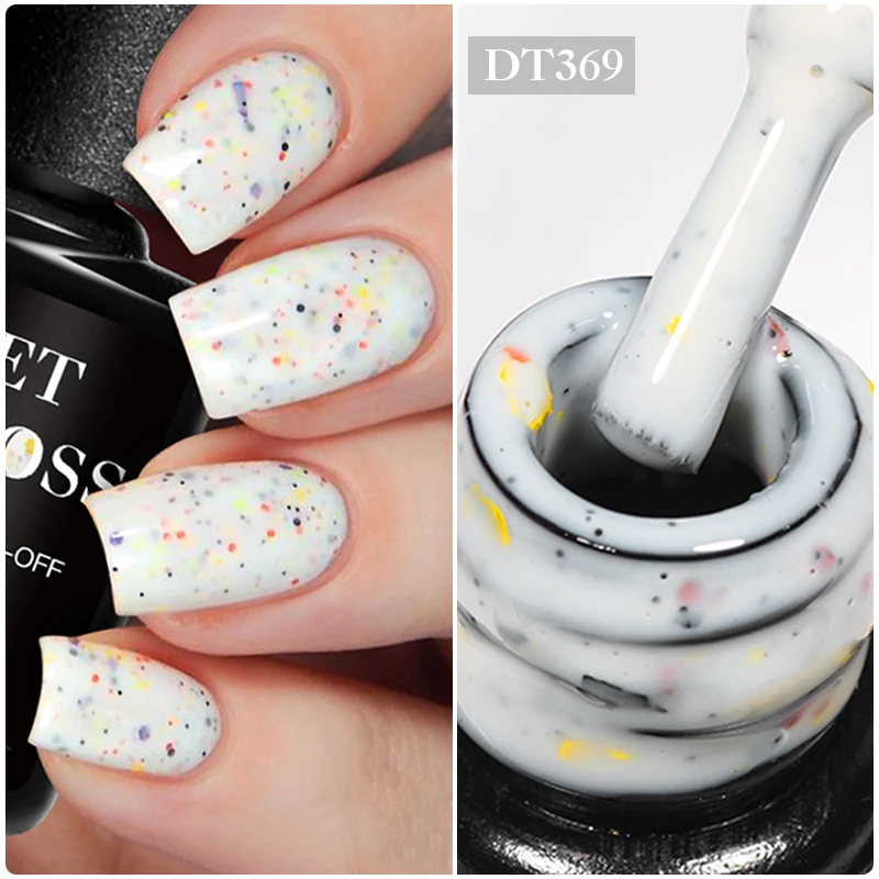 Alternative view of MEET ACROSS 7ml Light Blue Snowfalke Cream Gel Nail Polish Glitter Sequins Nail Art Varnish Nail Supplies Semi Permanant UV Gel