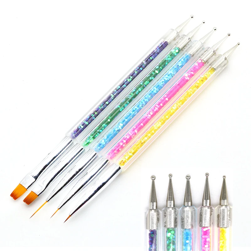Alternative view of 5/20Pcs Nail Art Brush Design Tip Painting Drawing Carving Dotting Pen FlatFan Liner Acrylic Gel UV Polish Manicure Tools