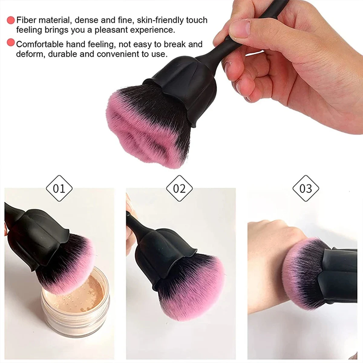 Alternative view of Flower Nail Brush For Manicure Rose Nail Art Brush Nail Accesories Tools Popular Round Small Gel polish Dust Cleaning Brushes