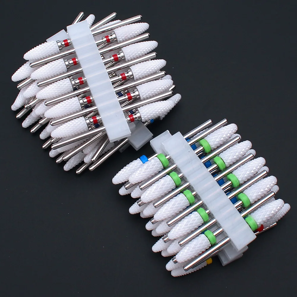 Alternative view of 10pcs Ceramic Nail Drill Bits Set Milling Cutter for Electric Manicure Bit Flame Corn Files Pedicure Machine Polish Accesoires