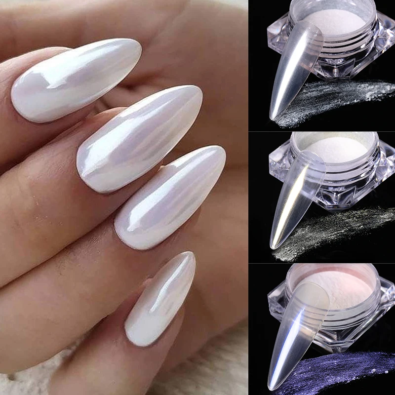 Alternative view of 1 Box Pearl Aurora Nail Powder Purple Pink Blue Chrome Glitter Pigment Dust UV Gel Polish Nail Art Dipping Powder Manicure