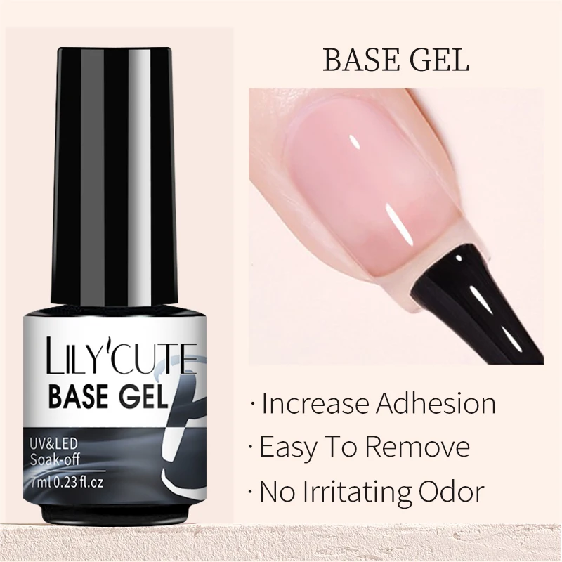 Alternative view of LILYCUTE 7ml Base Top Coat Gel Polish UV Soak Off Semi Permanent Nail Art Gel Varnish Base Gel Top Coat Gel Varnish