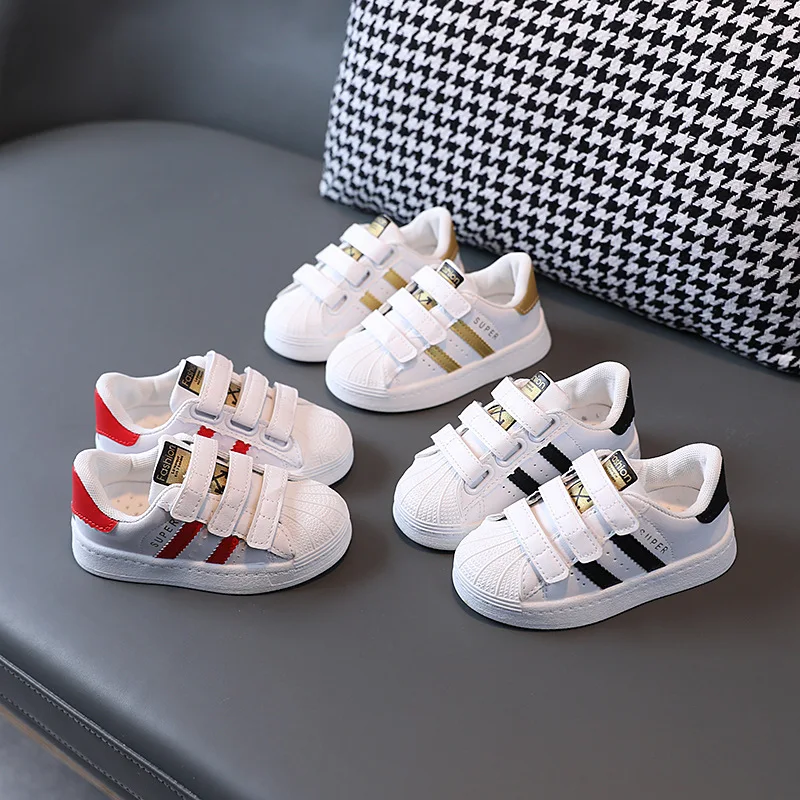 Alternative view of Children's Sneakers Kids Fashion Design White Non-slip Casual Shoes Boys Girls Hook Breathable Sneakers Toddler Outdoor Shoes