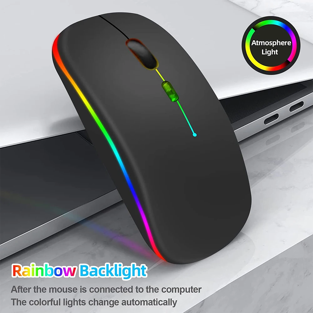 Alternative view of LED Wireless Mouse USB Rechargeable Bluetooth-compatible RGB Mouse Silent Ergonomic Mouse With Backlight For Laptop PC ipad