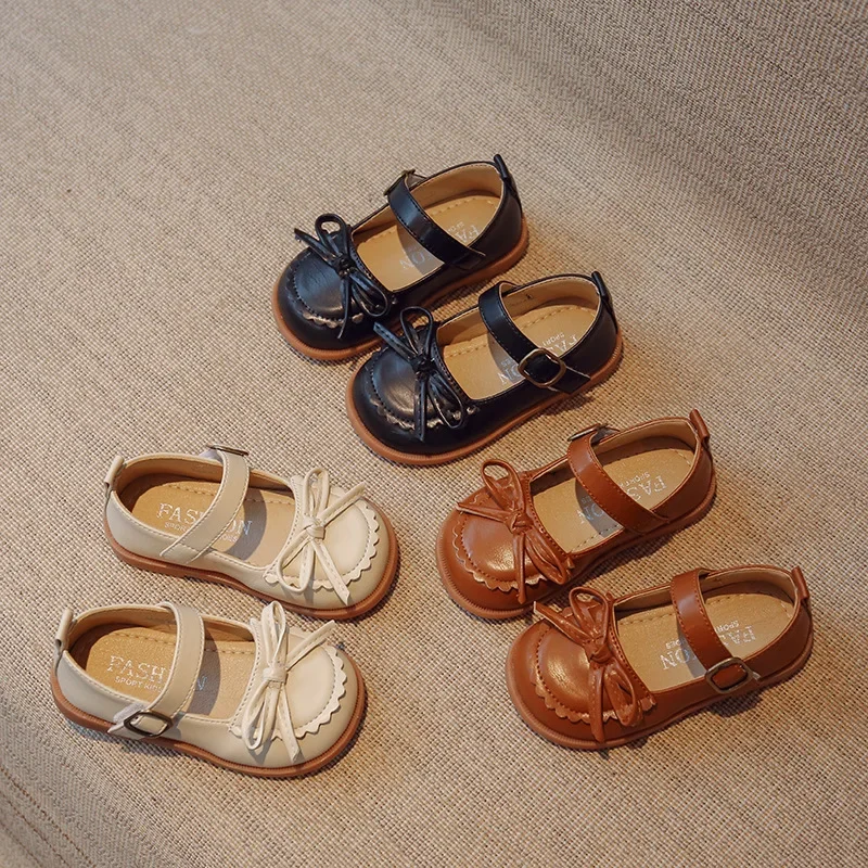 Alternative view of Little Girls Shoes Spring Autumn Kids Soft PU Leather Shoes For Girl School Mary Jane Cute Sweet Flats Shoes Brown, Beige, Black
