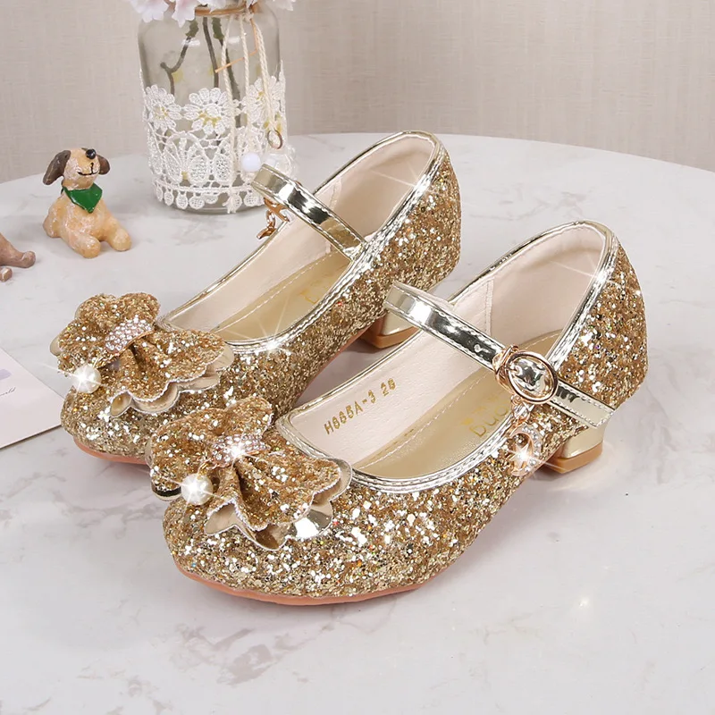 Alternative view of Baby Girls Princess Shoes Party Butterfly Crystal High Heels Sandal Children Dance Glitter Diamond Shoe Kids Walk Show Shoes