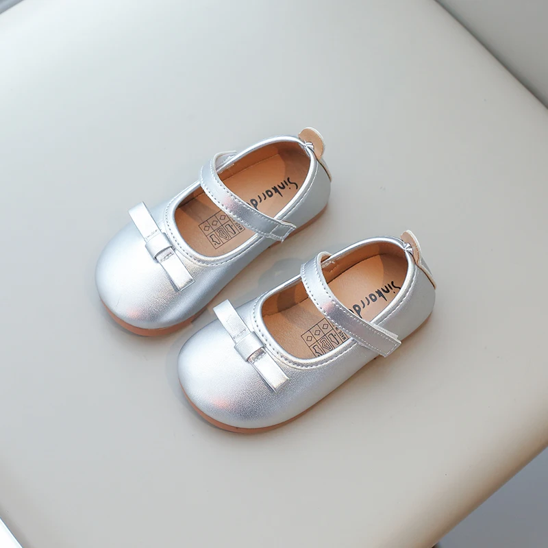 Alternative view of Toddlers Girls Leather Shoes for Wedding Party Light Weight Soft Quality with Bow-knot Simple Fashion Autumn Kids Flats 21-34