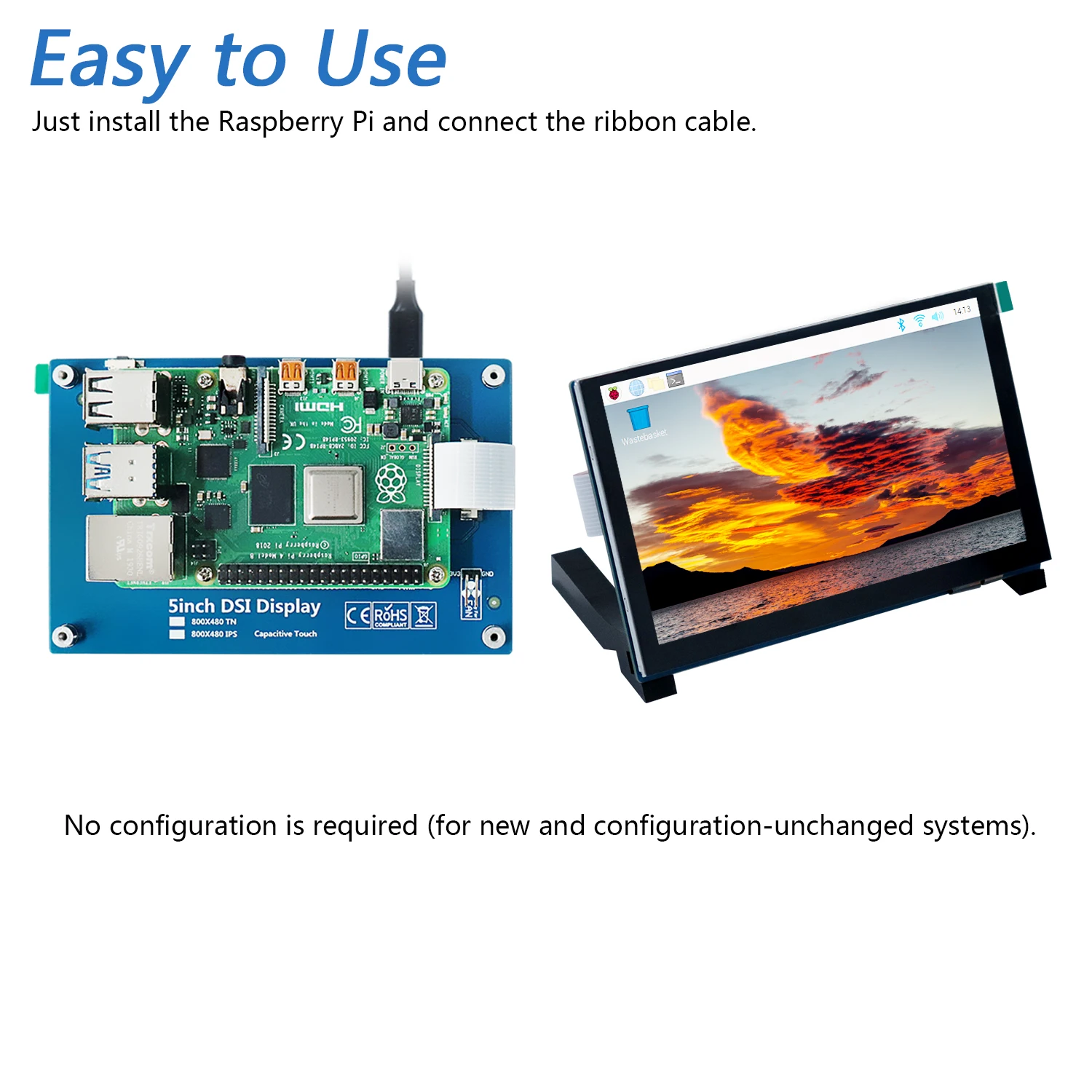 Alternative view of Freenove 5 / 7 Inch Touchscreen Monitor for Raspberry Pi 5 4 B 3 B+ A+, 800x480 Pixel Display, 5-Point Touch Screen, Driver-Free