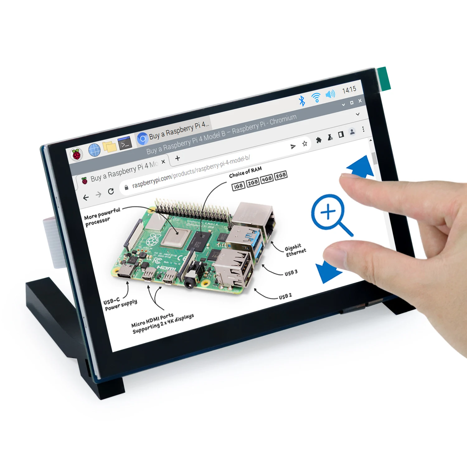 Freenove 5 / 7 Inch Touchscreen Monitor for Raspberry Pi 5 4 B 3 B+ A+, 800x480 Pixel Display, 5-Point Touch Screen, Driver-Free