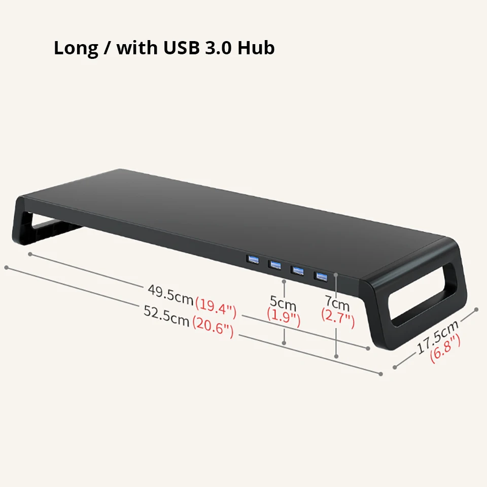 Monitor Desk Stand for Reduced Neck Strain ABS Legs Aluminium Monitor Riser with USB3.0 Hub PC Computer Laptop Desktop Organizer