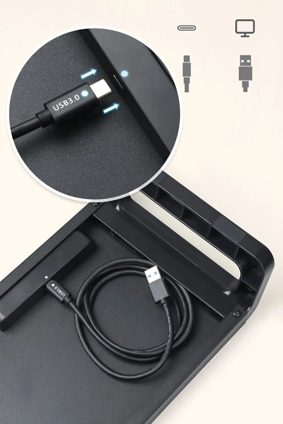 Monitor Desk Stand for Reduced Neck Strain ABS Legs Aluminium Monitor Riser with USB3.0 Hub PC Computer Laptop Desktop Organizer