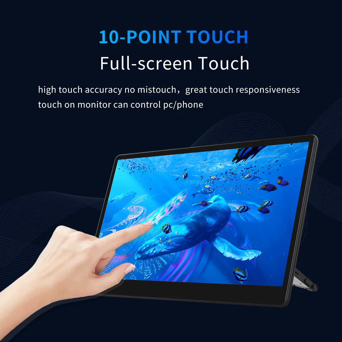 15.6 inch Touch Portable Monitor FHD 1920x1080 Second Screen Display HDMI USB Type C for PS 4/5 Xbox Switch PC Laptop with Stand