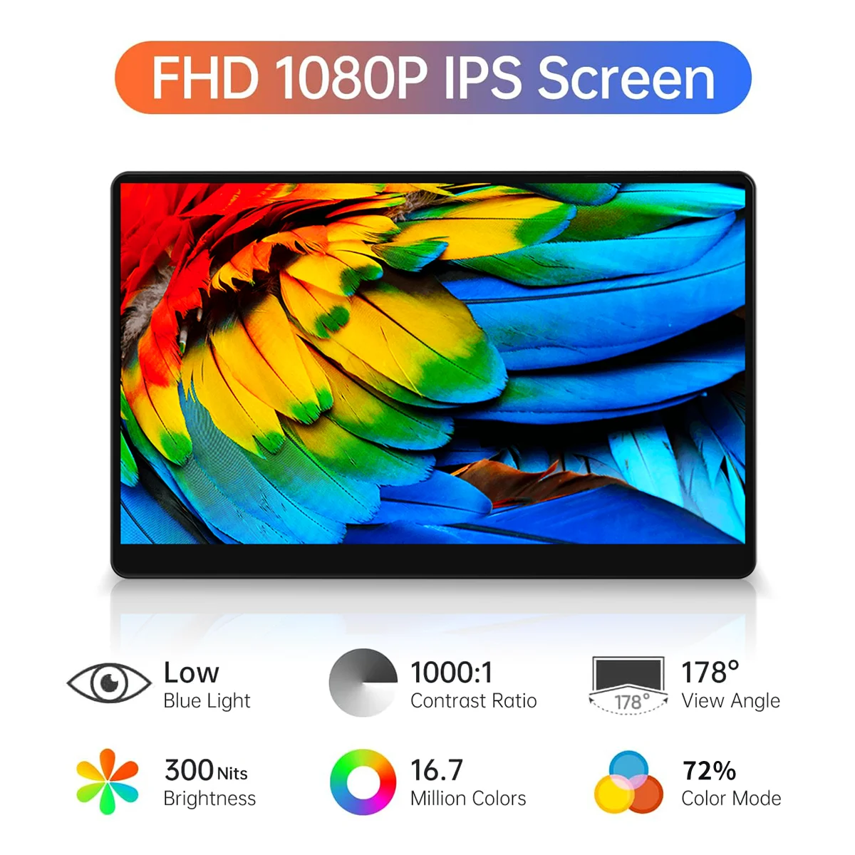 Alternative view of 15.6 inch Touch Portable Monitor FHD 1920x1080 Second Screen Display HDMI USB Type C for PS 4/5 Xbox Switch PC Laptop with Stand