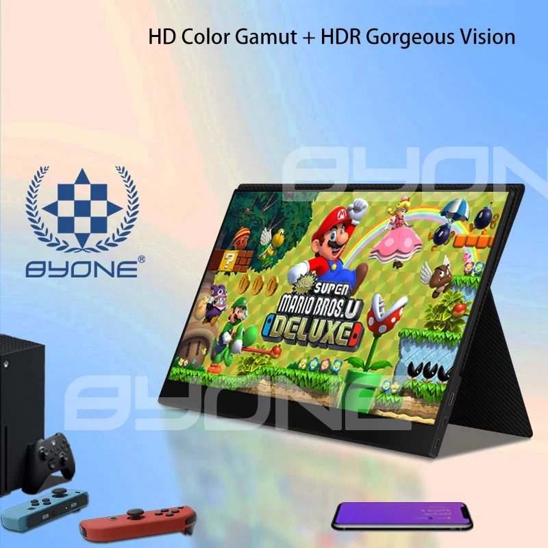 Alternative view of BYONE 15.6 Inch Portable Monitor 60HZ 144HZ FHD IPS Usb Type C Travel Monitor Gaming Screen For Switch Xbox Ps4 Ps5 Laptop Phone
