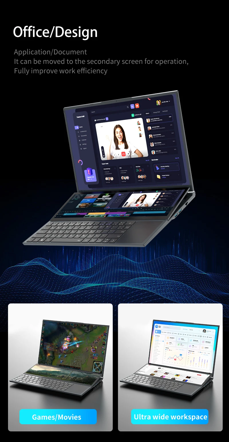 BYONE Dual Screen Gaming Laptop Computer 32GB/16GB DDR4 RAM 1TB/2TB SSD Intel Core I9 10th Gen Windows 11 Notebook Touch Laptop BYONE Dual Screen Gaming Laptop Computer 32GB/16GB DDR4 RAM 1TB/2TB SSD Intel Core I9 10th Gen Windows 11 Notebook Touch Laptop