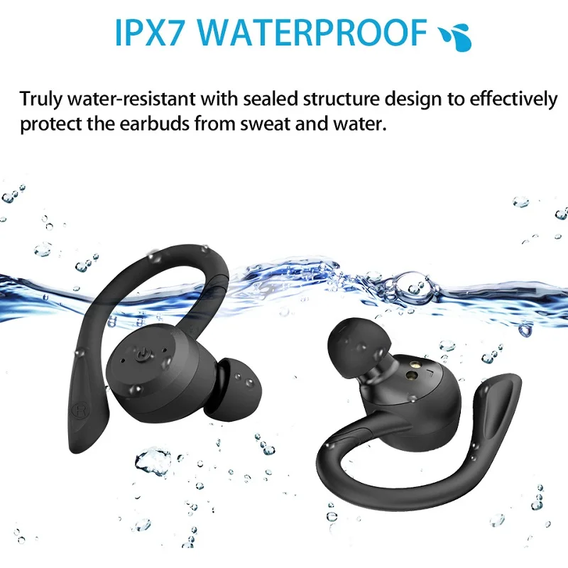 Alternative view of 20 Hours Play time Swimming Waterproof Bluetooth Earphone Dual Wear Style Sport Wireless Headset TWS Ipx7 Earbuds Stereo
