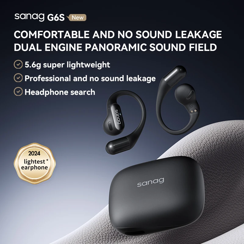 Alternative view of Sanag G6S Open Ear Bluetooth Earphone Ear Hook OWS Wireless Headphone HiFi Sound TWS Headset Sport Running Earbuds for Gaming