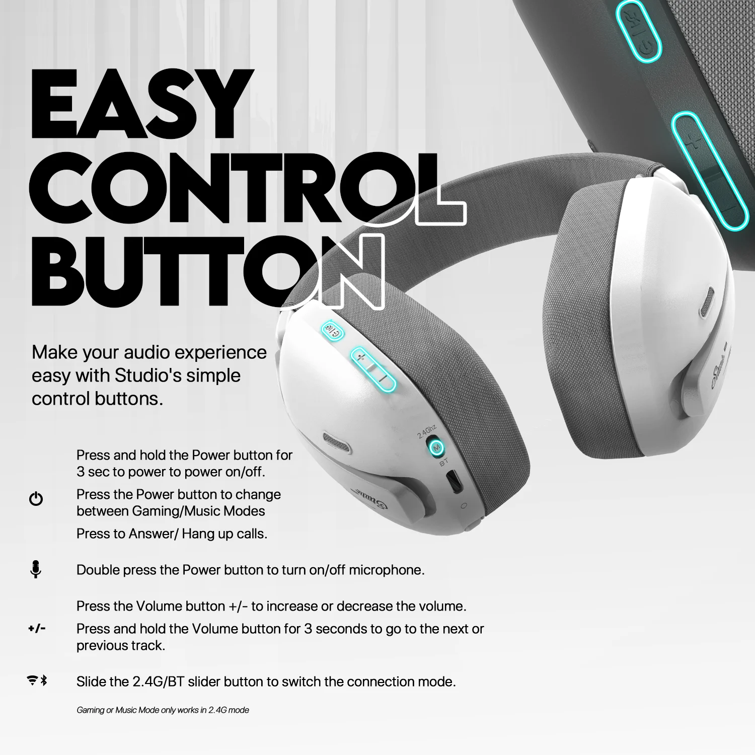 FANTECH WHG03P STUDIO PRO Gaming Headphones Wired& Wireless Bluetooth 7.1 Surround Headset With Noise Reduction Mic For PS5 XBOX FANTECH WHG03P STUDIO PRO Gaming Headphones Wired& Wireless Bluetooth 7.1 Surround Headset With Noise Reduction Mic For PS5 XBOX