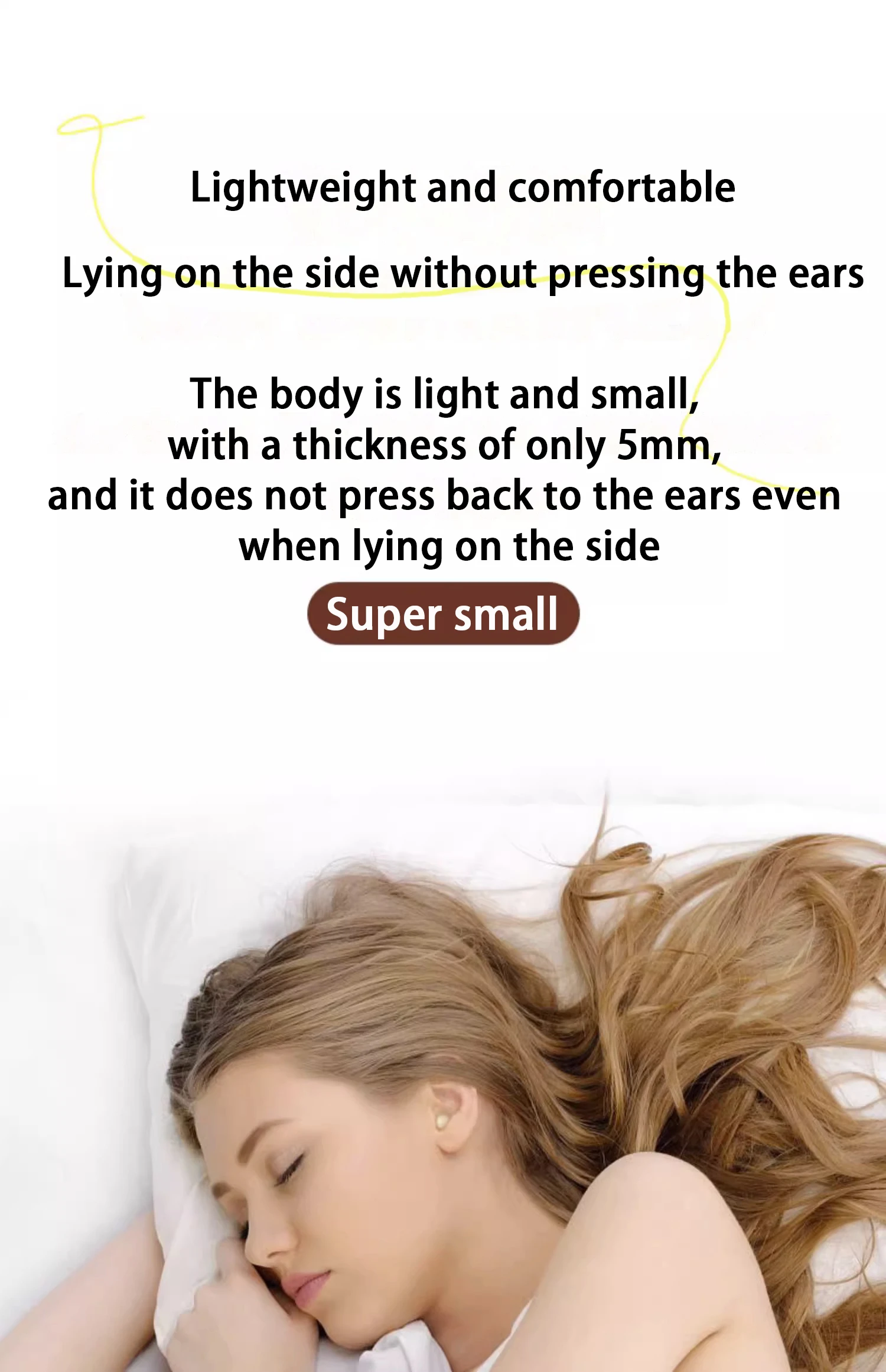 SK Small Headphones Wireless Bluetooth Headset Sport Sleeping Invisible Comfortable To Wear Bass Earbuds Earphone For All Phones