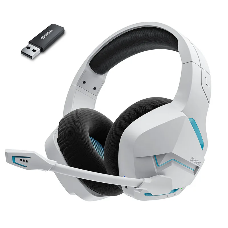 BINNUNE BW01 Wireless Gaming Headset for PC PS4 PS5 Playstation 4 5, 2.4G Wireless Bluetooth USB Gamer Headphones with Mic