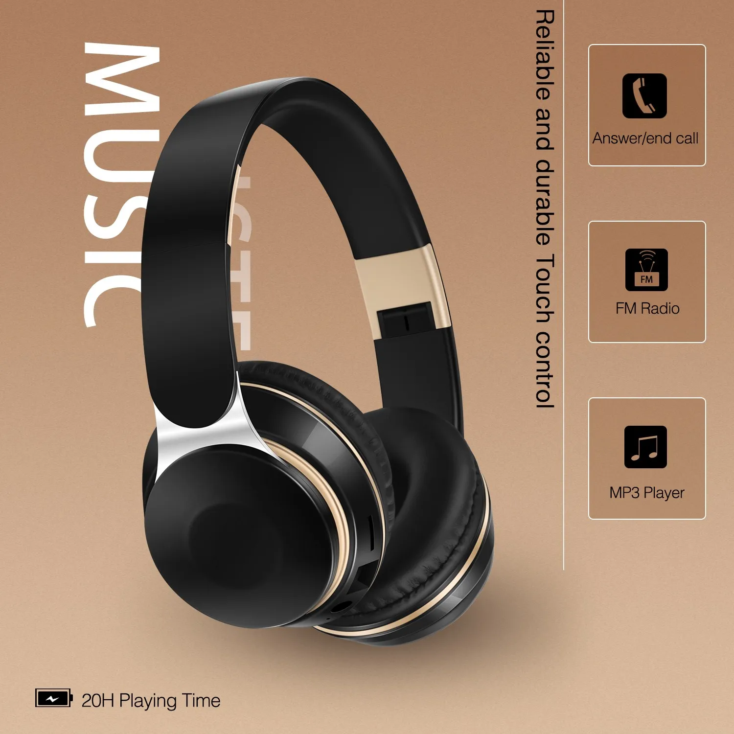 Alternative view of 2024 New Wireless Bluetooth Headphone Stereo Headband Headset Support SD Card with Mic for Xiaomi Iphone Sumsamg Tablet