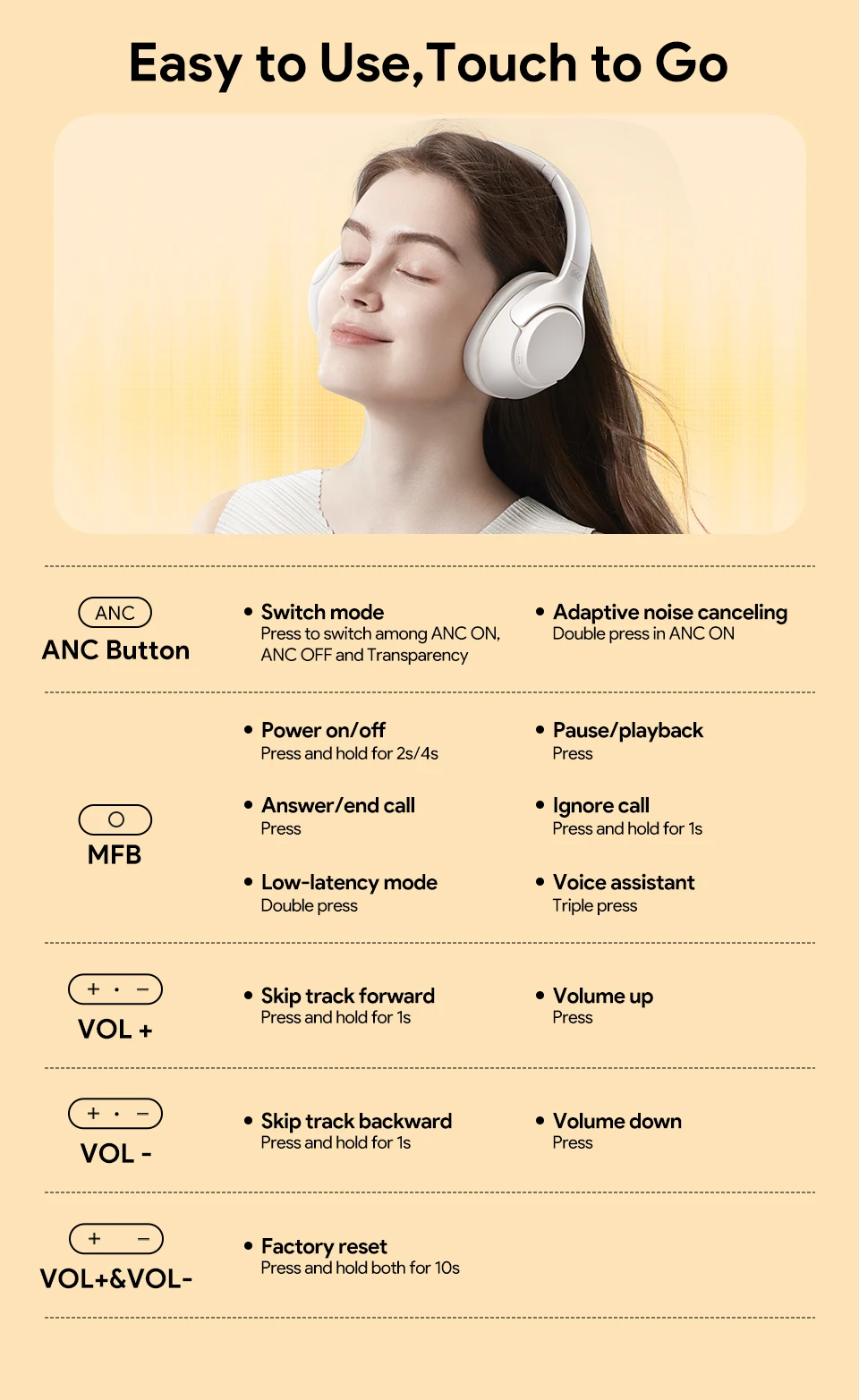 QCY H3 ANC Wireless Headphones Bluetooth 5.4 Hi-Res Audio Over Ear Headset 43dB Hybrid Active Noise Cancellation Earphones 60H QCY H3 ANC Wireless Headphones Bluetooth 5.4 Hi-Res Audio Over Ear Headset 43dB Hybrid Active Noise Cancellation Earphones 60H