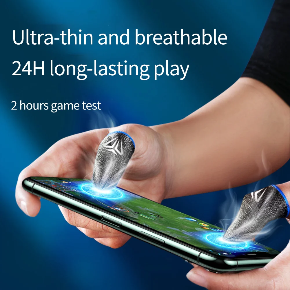 Alternative view of 2 Pcs Mobile Game Fingertip Gloves Sweatproof Anti-slip Touch Screen Finger Sleeve Breathable Gaming Fingertip Cover For Gamer