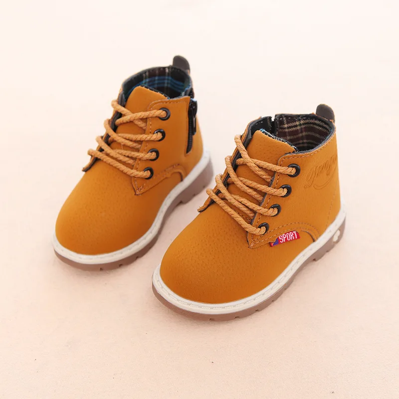 Children Casual Shoes Autumn Winter Boots Boys Shoes Fashion Leather Soft Antislip Girls Boots 21-30 Sport Running Shoes