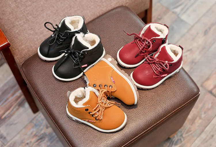 Children Casual Shoes Autumn Winter Boots Boys Shoes Fashion Leather Soft Antislip Girls Boots 21-30 Sport Running Shoes