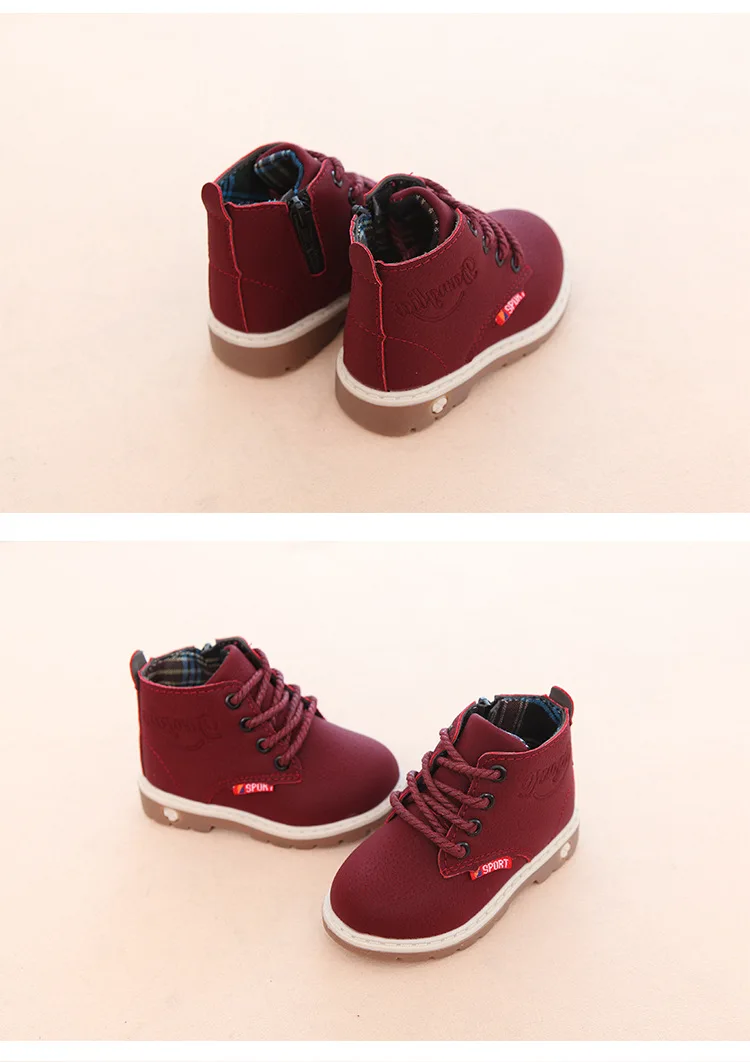 Children Casual Shoes Autumn Winter Boots Boys Shoes Fashion Leather Soft Antislip Girls Boots 21-30 Sport Running Shoes