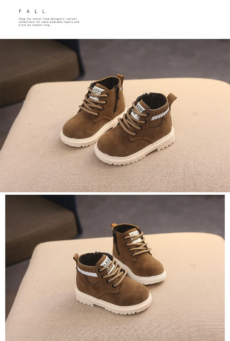 Children Casual Shoes Autumn Winter Boots Boys Shoes Fashion Leather Soft Antislip Girls Boots 21-30 Sport Running Shoes