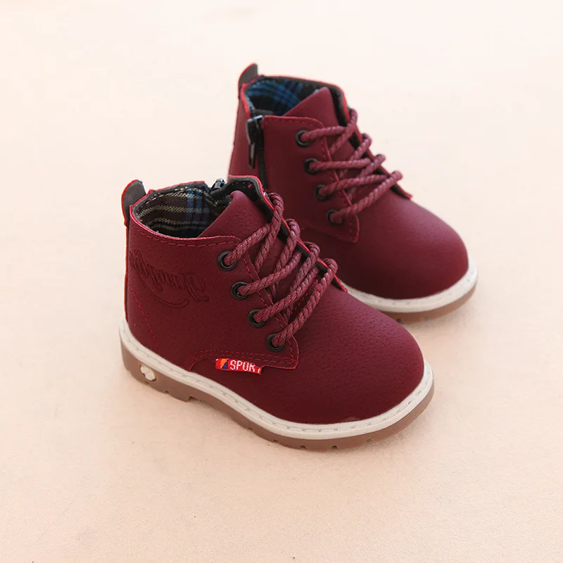 Children Casual Shoes Autumn Winter Boots Boys Shoes Fashion Leather Soft Antislip Girls Boots 21-30 Sport Running Shoes