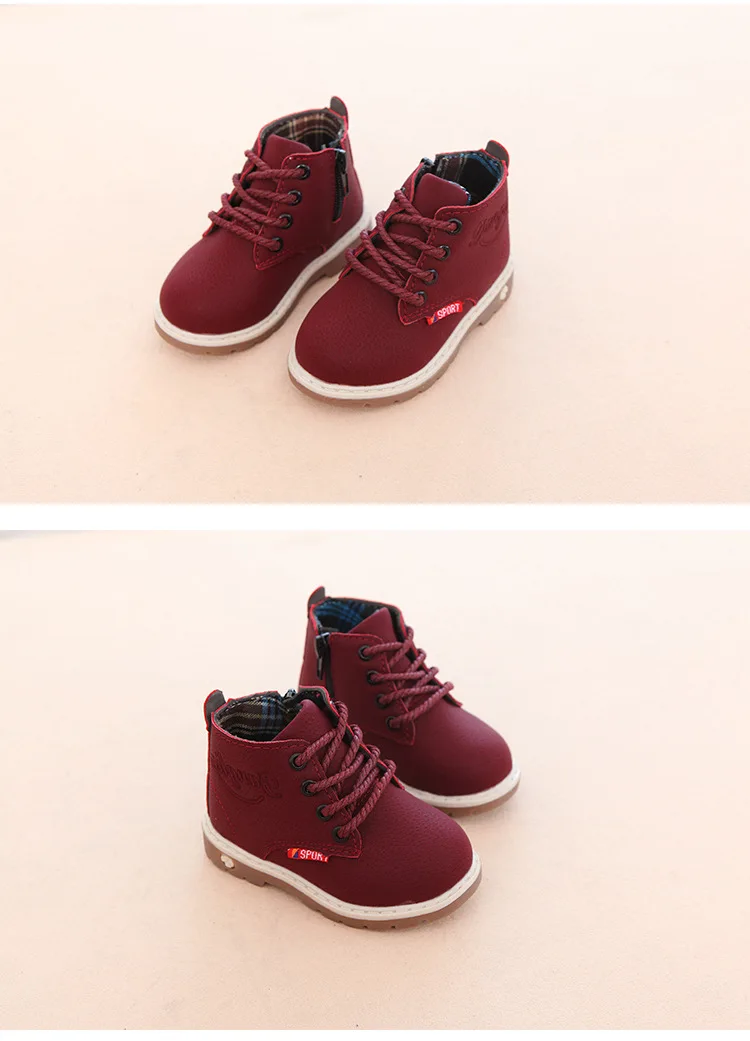 Children Casual Shoes Autumn Winter Boots Boys Shoes Fashion Leather Soft Antislip Girls Boots 21-30 Sport Running Shoes