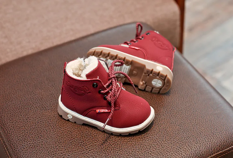 Children Casual Shoes Autumn Winter Boots Boys Shoes Fashion Leather Soft Antislip Girls Boots 21-30 Sport Running Shoes