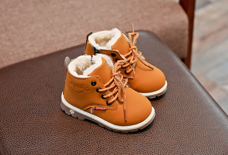 Children Casual Shoes Autumn Winter Boots Boys Shoes Fashion Leather Soft Antislip Girls Boots 21-30 Sport Running Shoes
