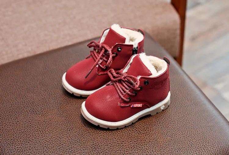 Children Casual Shoes Autumn Winter Boots Boys Shoes Fashion Leather Soft Antislip Girls Boots 21-30 Sport Running Shoes
