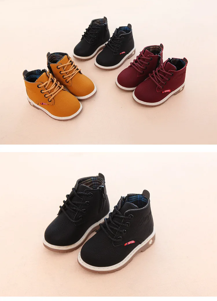 Children Casual Shoes Autumn Winter Boots Boys Shoes Fashion Leather Soft Antislip Girls Boots 21-30 Sport Running Shoes