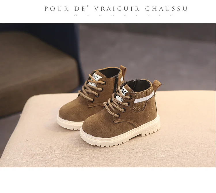 Children Casual Shoes Autumn Winter Boots Boys Shoes Fashion Leather Soft Antislip Girls Boots 21-30 Sport Running Shoes