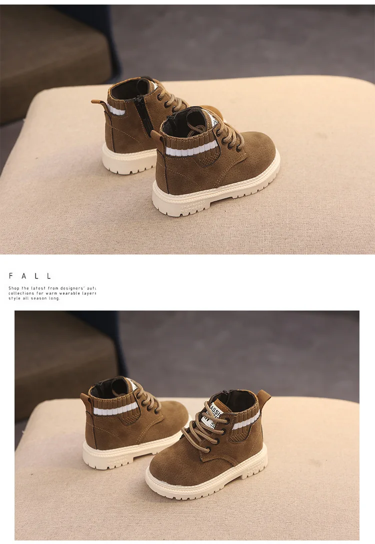 Children Casual Shoes Autumn Winter Boots Boys Shoes Fashion Leather Soft Antislip Girls Boots 21-30 Sport Running Shoes