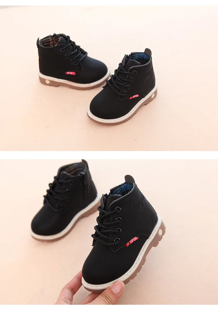 Children Casual Shoes Autumn Winter Boots Boys Shoes Fashion Leather Soft Antislip Girls Boots 21-30 Sport Running Shoes