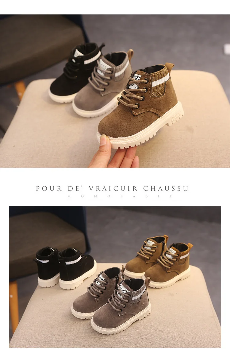 Children Casual Shoes Autumn Winter Boots Boys Shoes Fashion Leather Soft Antislip Girls Boots 21-30 Sport Running Shoes