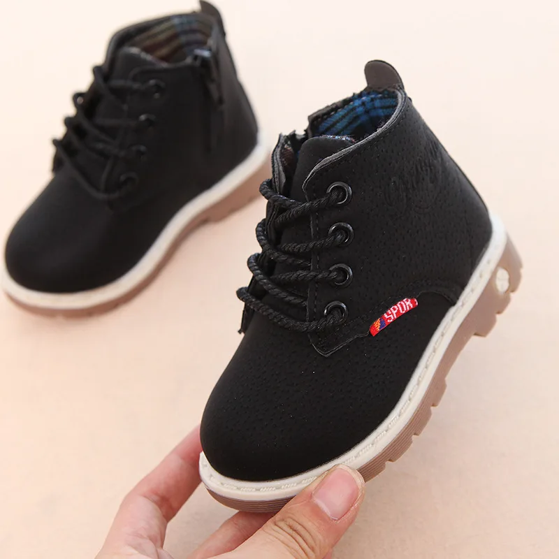 Children Casual Shoes Autumn Winter Boots Boys Shoes Fashion Leather Soft Antislip Girls Boots 21-30 Sport Running Shoes