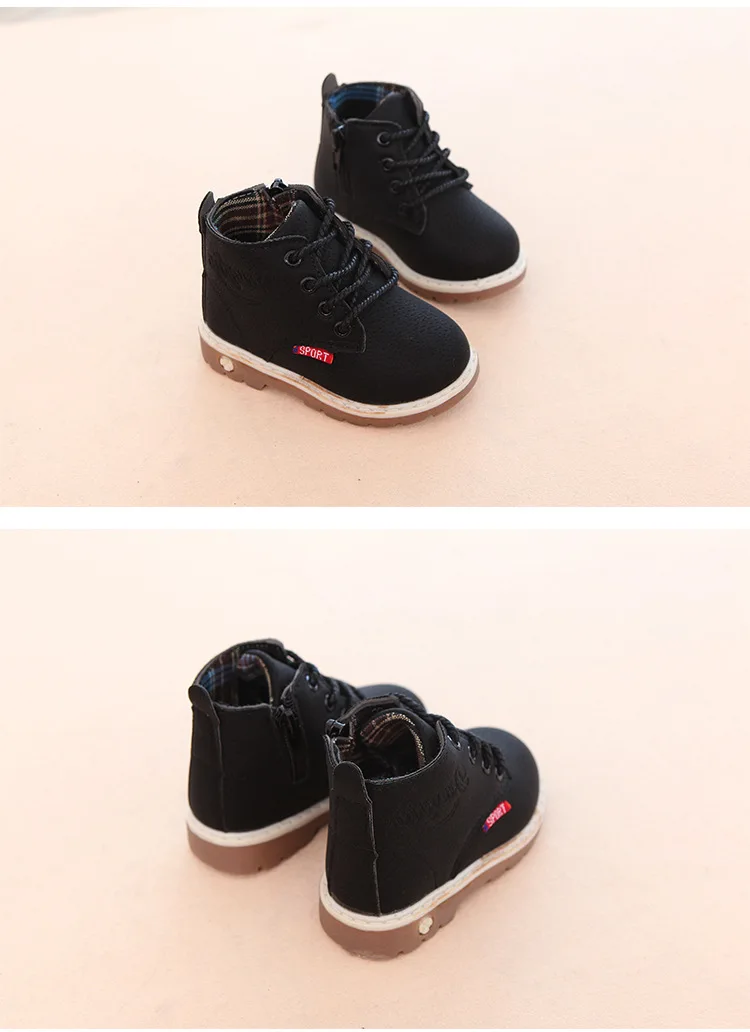 Children Casual Shoes Autumn Winter Boots Boys Shoes Fashion Leather Soft Antislip Girls Boots 21-30 Sport Running Shoes