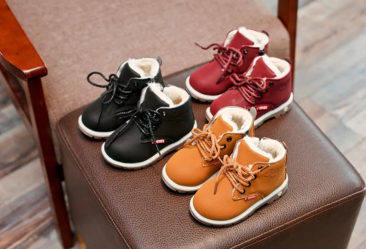 Children Casual Shoes Autumn Winter Boots Boys Shoes Fashion Leather Soft Antislip Girls Boots 21-30 Sport Running Shoes