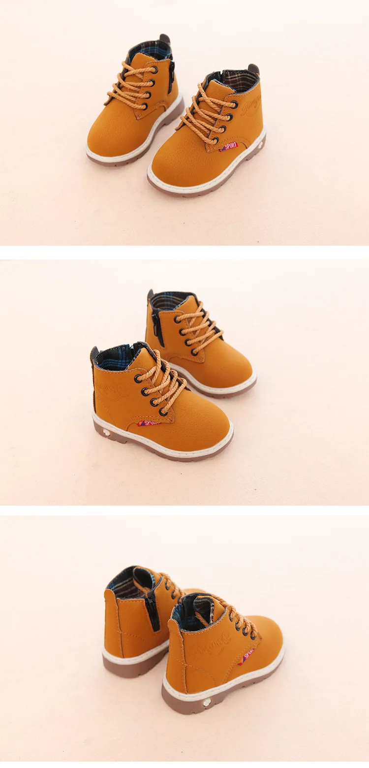 Children Casual Shoes Autumn Winter Boots Boys Shoes Fashion Leather Soft Antislip Girls Boots 21-30 Sport Running Shoes
