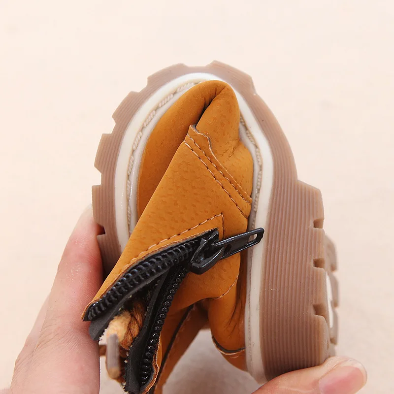 Children Casual Shoes Autumn Winter Boots Boys Shoes Fashion Leather Soft Antislip Girls Boots 21-30 Sport Running Shoes